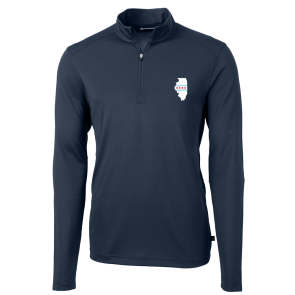 CDGA Special - Cutter & Buck Men's Virtue Eco Pique Recycled Quarter Zip Pullover - State of Illinois/Chicago Flag