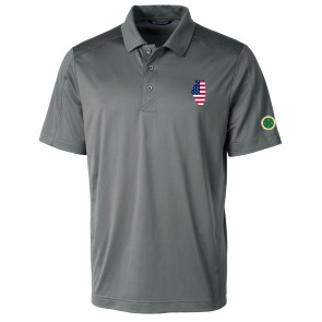CDGA Special - Cutter & Buck Men's Prospect Textured Stretch Short Sleeve Polo - State of Illinois/USA Flag